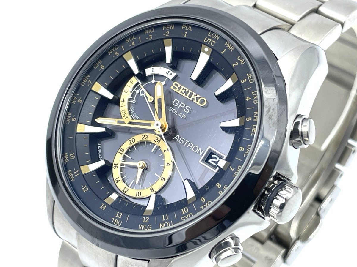 SEIKO ASTRON GPS Radio Wave Solar Men's Watch Titanium 7X52-0AA0