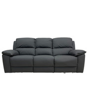 Oakfurnitureland Sofa 3 Seater Electric Recliner in Dark Grey Leather Goodwood