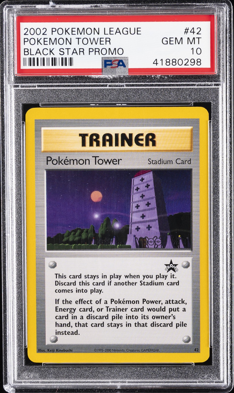 2002 POKEMON LEAGUE PROMO BLACK STAR #42 POKEMON TOWER PSA 10