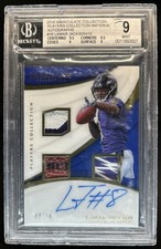 2018 Immaculate Lamar Jackson Players Patch Auto Autograph Ball RC #/10 BGS 9/10