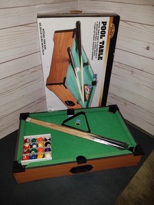 🆕 Real Wood Games Tabletop Billiards Pool Table 20.3in LX 12.4in. WX 3.7in. H