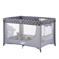 Portable Crib Baby Playpen with Mattress and Carry Bag Grey
