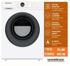 NORDMENDE LAVATRICE 7KG SLIM INVERTER CLASSE A VAPORE 1200 GIRI