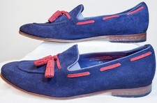 Carolina Herrera Blue Suede Tassel Loafers Shoes Men’s Size 9.5