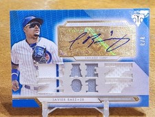 Javier Baez Auto Topps Triple Threads Jersey Relic Javier Báez Sapphire # 3/3