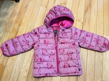EXC Baby Gap Disney Pink Minnie Mouse Puffer Hooded Jacket Toddler Girls 3 Yrs