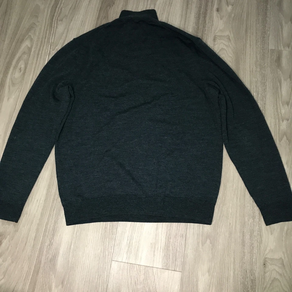 Suéter Negro Marrón 1826 Hombres Gris Medio 1/4 Cremallera Polo Manga Larga Pullover Tejido Foto 2 de 4