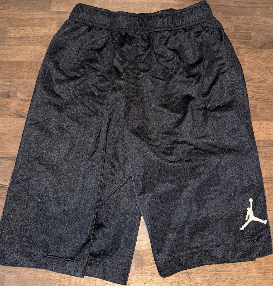 Jordan Boys Black Mesh Athletic Shorts Elastic Waist Jumpman Logo Basketball M