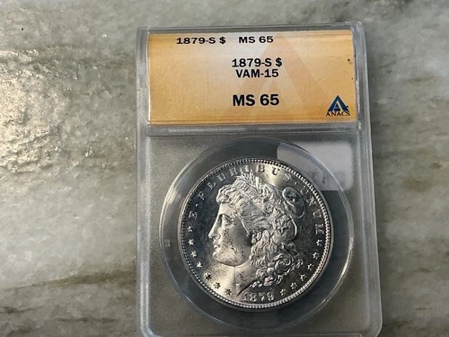 1879-S Silver Morgan Dollar MS65 Vam-15
