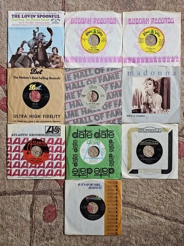 Lot 10 Pop Rock 45's Lovin' Spoonful Robin Luke Lulu Madonna Magnet Mama Cass +1