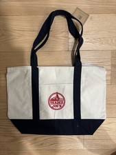 Trader Joe's Reusable Tote Bag Foldable Canvas Beige Black Solid