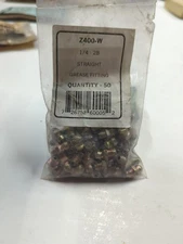 1/4"-28 THREAD Straight Grease, Zerk, Nipple, Fittings 50 Pcs.