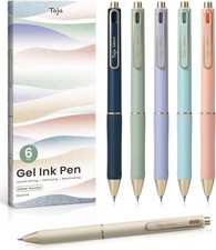 Gel Pens, 6 Pcs Quick Dry Black Gel Ink Pens, 0.5mm Fine Point Smooth Writing