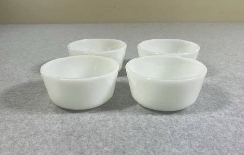 Lot 4 Vintage Anchor Hocking Fire King Milk Glass Small Bowl Custard Cup 434 6oz