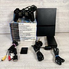 Sony PlayStation 2 Slim PS2 Console Bundle Black Controllers 10 Games PAL