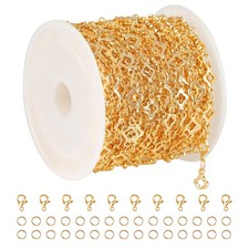 16.4 Feet Gold Plated Chains for Jewelry Making Hollow Clover Chain Spool wit...