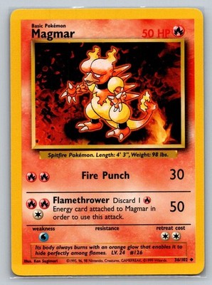 Pokemon Magmar Uncommon Base Set 036/102 LP