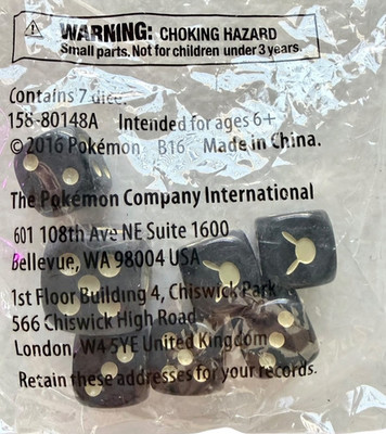 Pokemon Fates Dice Black 7 Die Pokemon International Authentic Sealed NIP