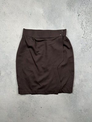 Thierry Mugler Paris Brown Wrap Pencil Skirt Structured 80s