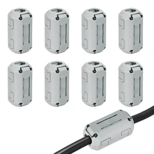 9mm Ferrite Cores Ring Clip-On RFI EMI Noise Suppression Cable Clip, Grey 8pcs