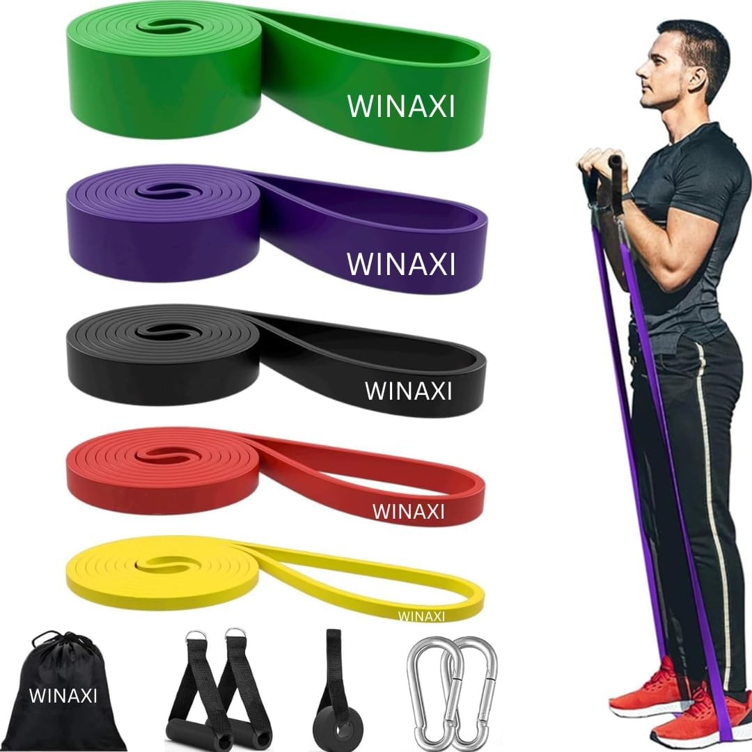 Set - 5 Adjustable Exercise Bands, Handles, Door Anchor And 
