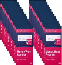 24 Pack 2-Part Carbonless Receipt Book 50 Sets, 2-3/4 x 6-1/2, Numbered