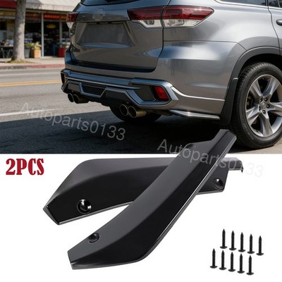 2PCS Black Body Kit Rear Bumper Extensions Spats Apron For Toyota Highlander