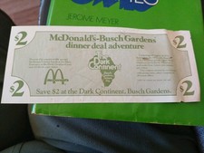 McDonald's BUSCH GARDENS DINNER DEAL ADVENTURE  $2