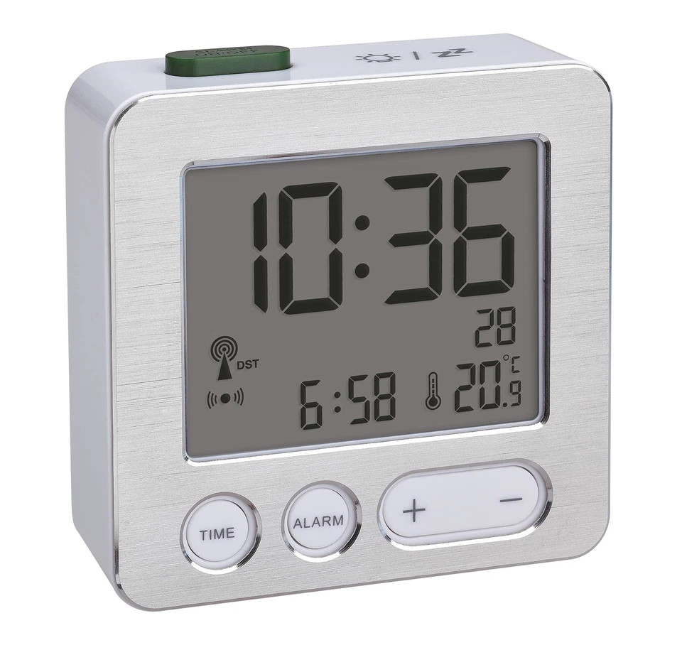 TFA Dostmann 60.2545.54 Sveglia digitale radiocomandata plastica bianco/argento - Immagine 4 di 4