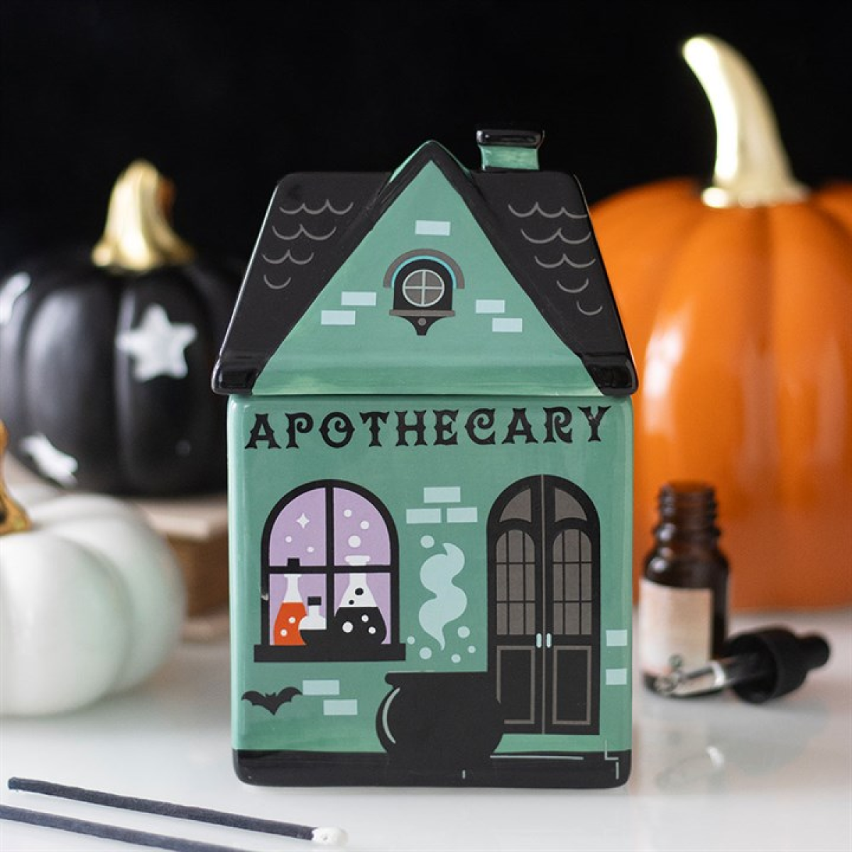 Vintage Style Apothecary Shop Oil Burner. Halloween Aromatherapy Gift.