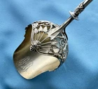 Gorham Sterling Hooded Scoop Gold Wash Applied Leaves & Vine 11 In Mono 95.5 Gr