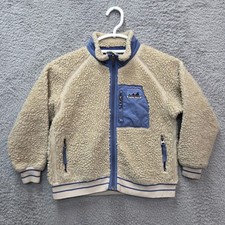 Size Small Vintage Kids Patagonia Fleece Jacket Sherpa Full Zip Beige