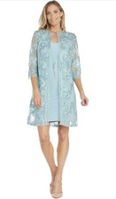 R  M Richards Women's 2-Pc. Jacket  Necklace Dress Set Slate Size 10