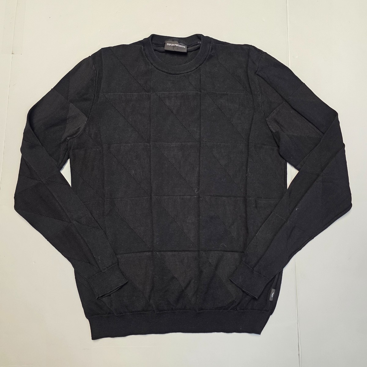 EMPORIO ARMANI Cotton VISCOSE Knit Crew Neck Sweater Men SMALL S 