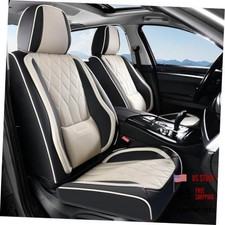 Leather Seat Cover Front Seats Automotive Car Seat FrontPair Black Beige