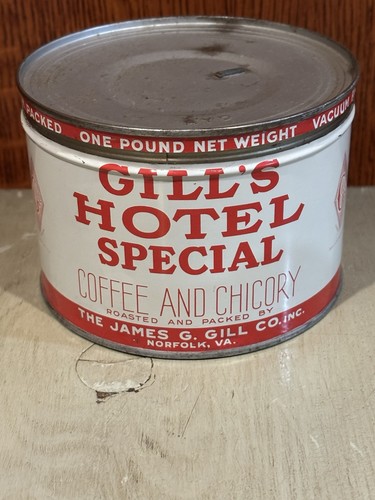 Vintage Gill's Hotel Special Coffee & Chicory Coffee Can Empty