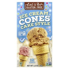 Let's Do  Gluten Free, Ice Cream Cones, Cake Style, 12 Cones, 1.2 oz 36 g 