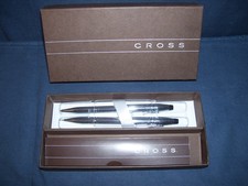 Cross Chrome Ball Point Pen and Pencil Set New 350105WG