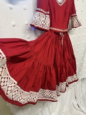 Vintage Handmade Square Dancing Dress Red