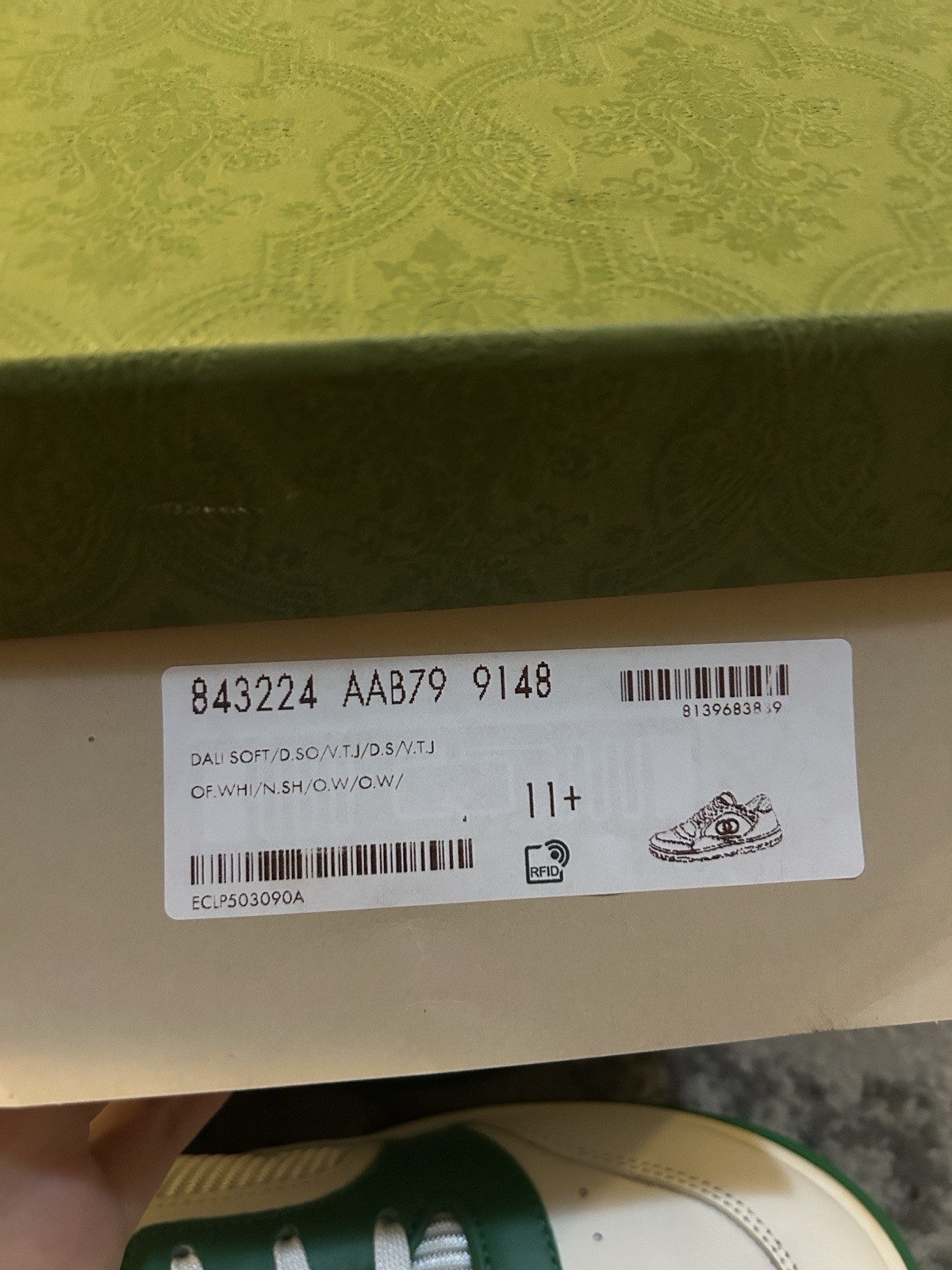 Gucci Men MAC80 Sneaker Off White Green Size UK 11.5/US 12 thumbnail 6