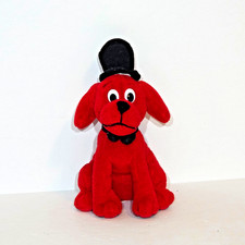 6.5" Clifford the Big Red Dog Plush Wearing Top Hat Scholastic Bean Bag Pals