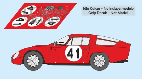 Decals Alfa Romeo TZ Le Mans 1964 1:32 1:24 1:43 1:18 TZ1 slot calcas - Picture 3 of 4