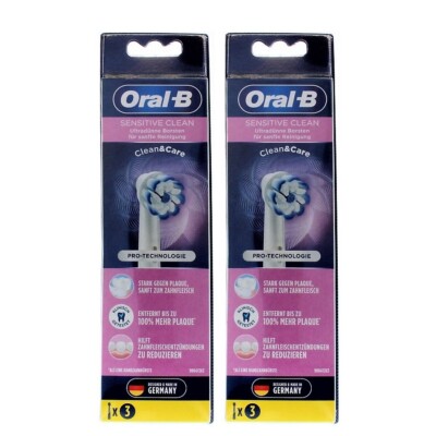 Oral-B Sensitive Clean Clean&Care Replacement Electric Brush Heads 2 Packs fo 3