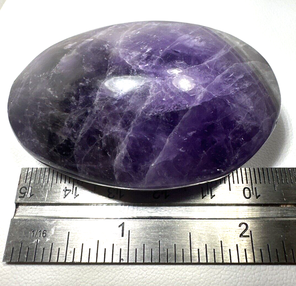 Natural Polished CHEVRON AMETHYST Palm Worry Stone Rock Crystal Healing