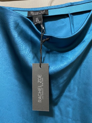 Neu mit Etikett Rachel Zoe Damen-Midirock elastischer Bund Satin Größe 8 dunkel türkisgrün Paisley - Bild 5 von 11