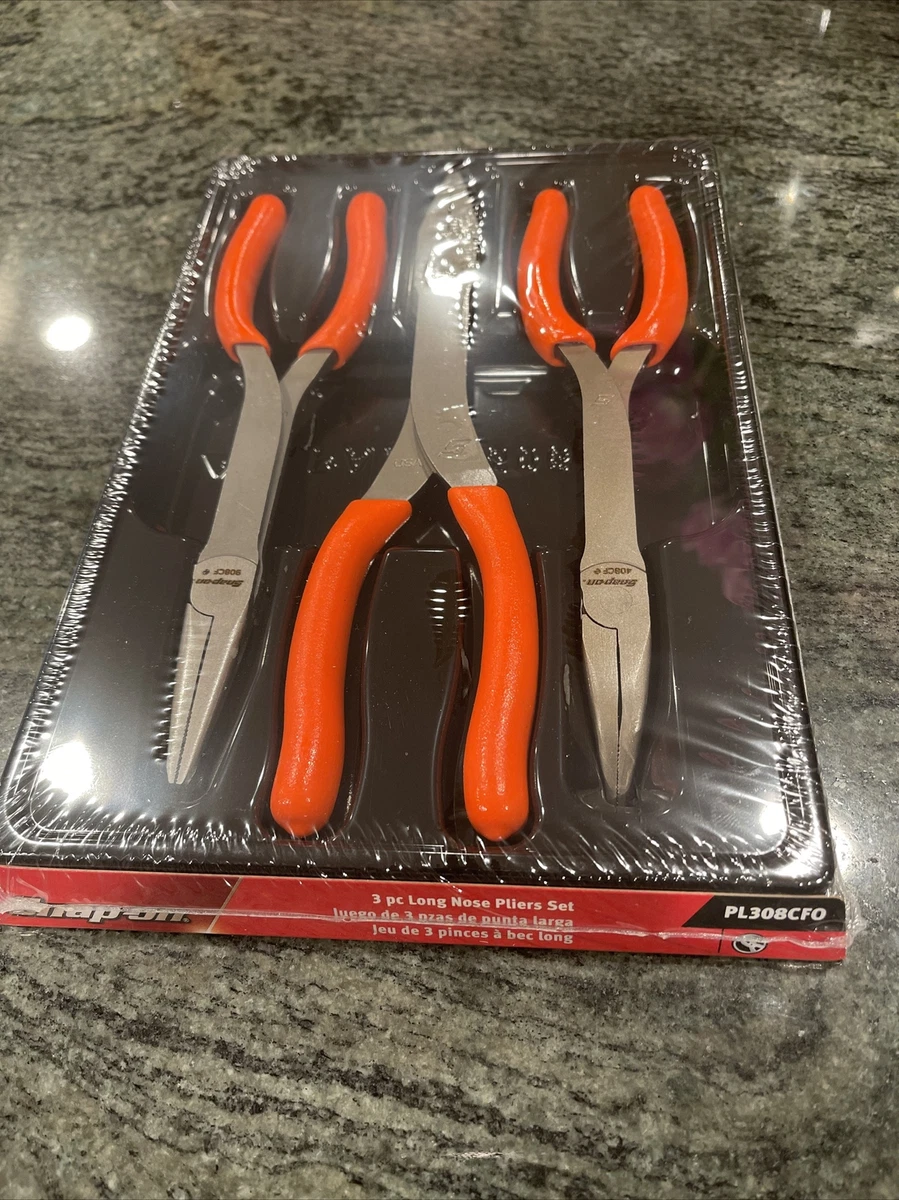 Snap On pl308cfo 3 pc long nose pliers set orange sealed