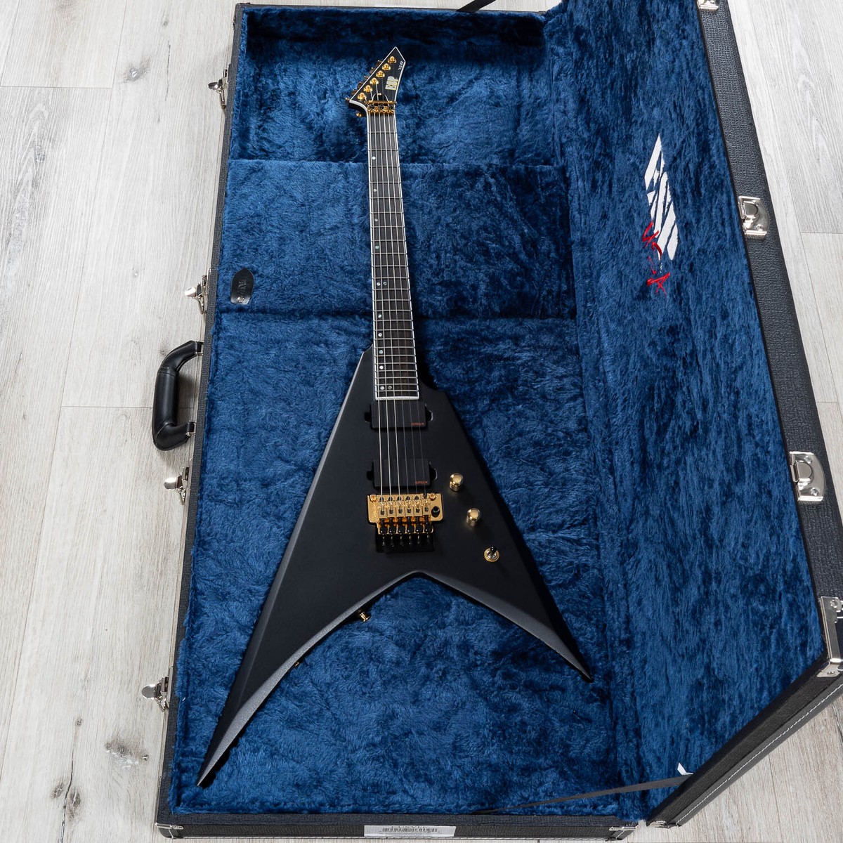 ESP USA V-II FR Guitar, Ebony, EMG 89X & 89XR Pickups