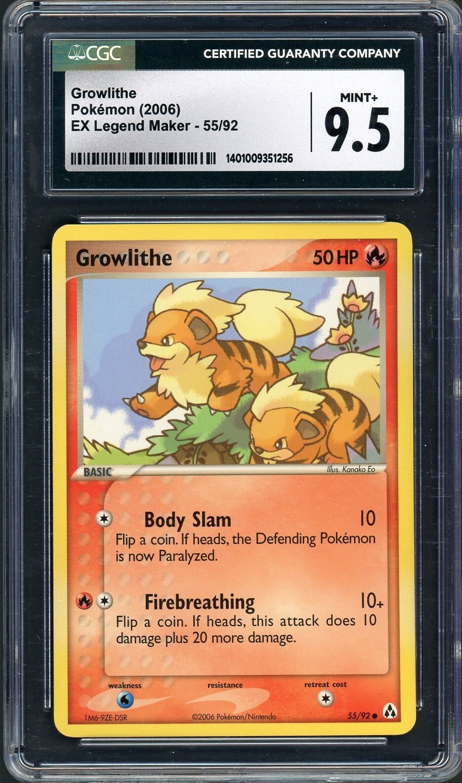 CGC 9.5 Growlithe EX Legend Maker 55/92 Pokemon Card B23