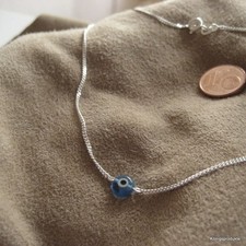 1,4 mm Panzerkette mit Glücksauge, 925er Silber, Nazar: ca. 5 mm, Länge wählbar