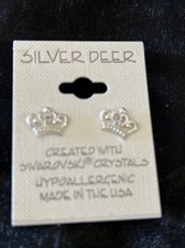 STERLING SILVER CUBIC ZIRCONIA DISNEY PRINCESS CROWN EARRINGS